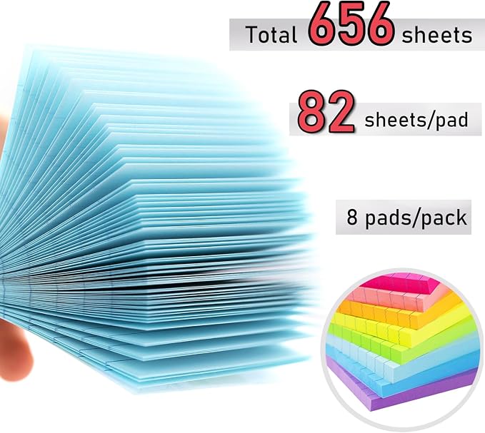 Sticky Notes 3x3 Inches, Bright Colors Self-Stick Pads - Image 2