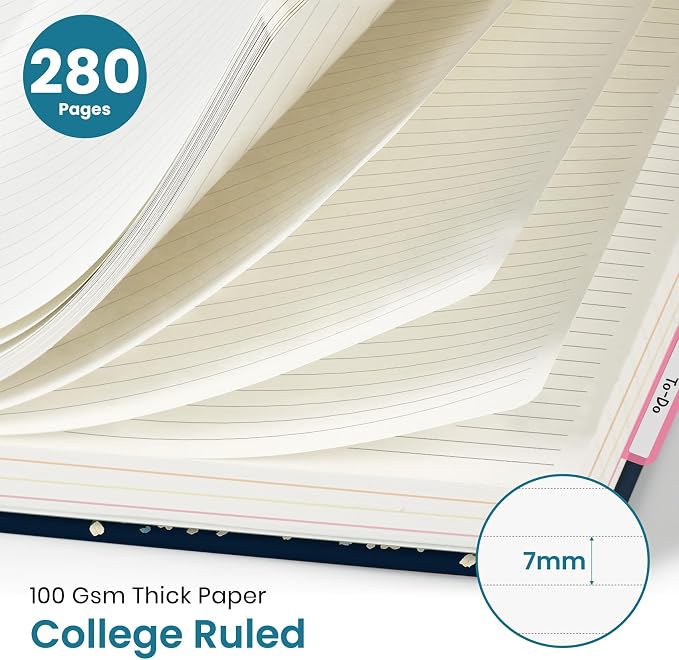 Large Lined Spiral Journal for Women Cute Hardcover 5 Subject Notebook for Work - Image 2