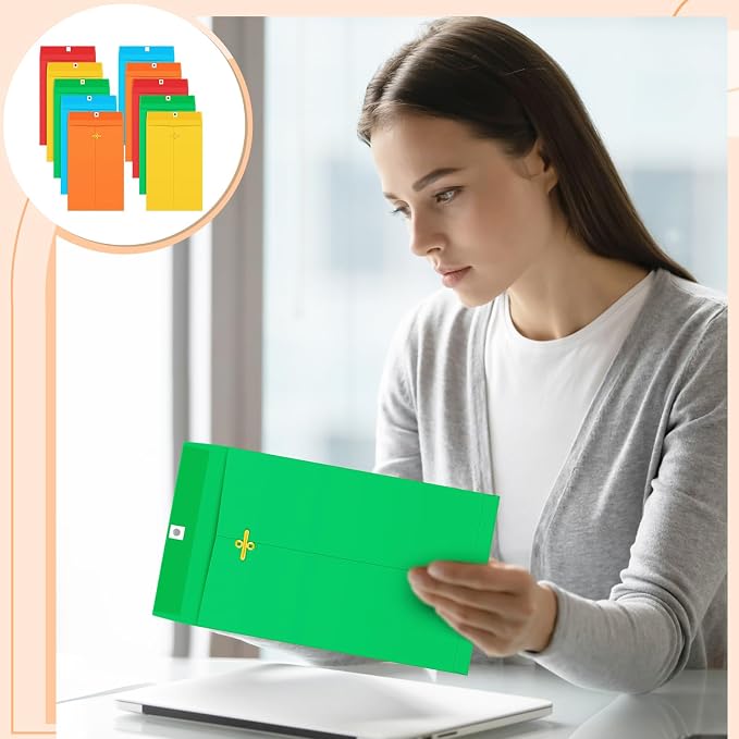 Geyee 20 Pcs Clasp Manilla Envelopes 6 x 9 Inch Gummed Colored Envelopes - Image 6