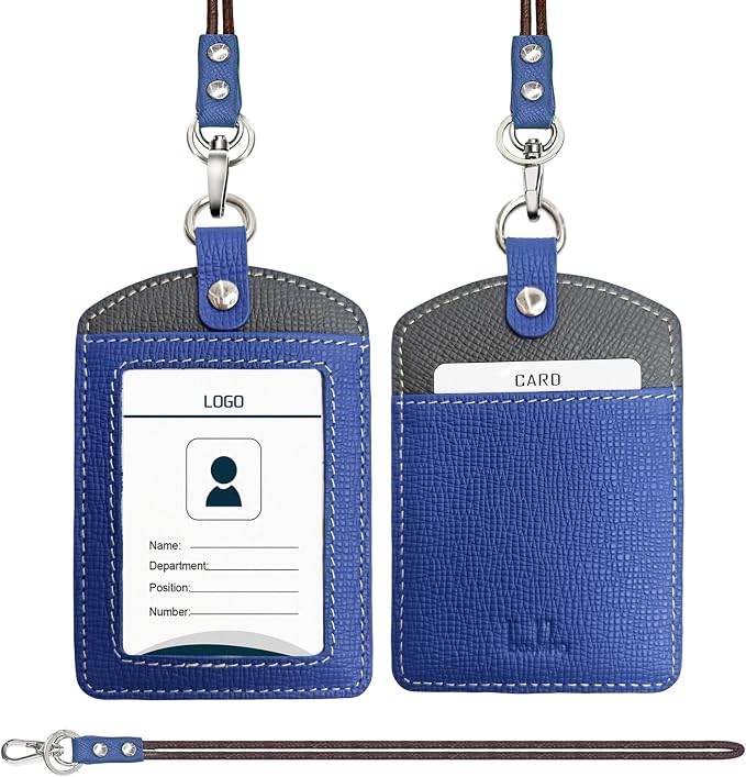 Badge Holder: Boshiho Cowhide Leather ID Badge Card Holder - Image 7