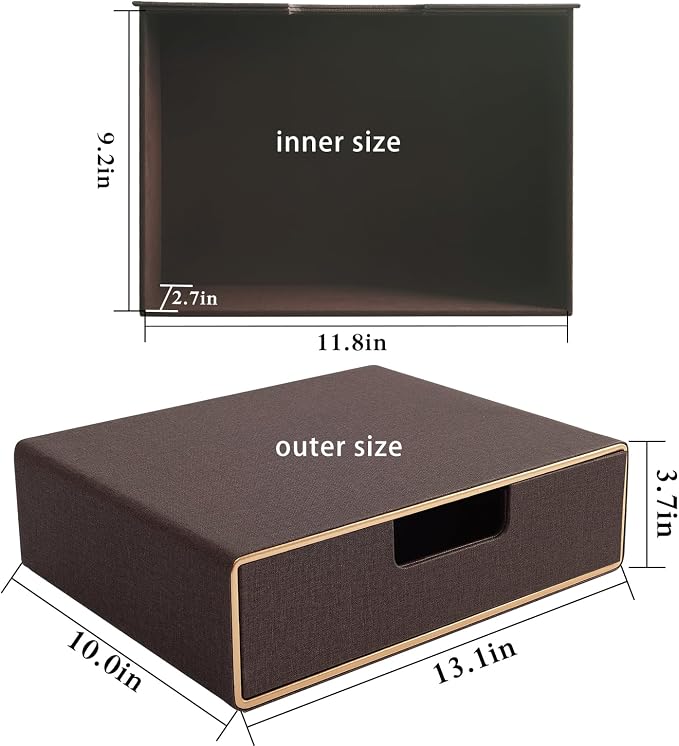 Stackable Organizer Drawer Classic Brown Pu Leather Handmade, Organize Home - Image 3