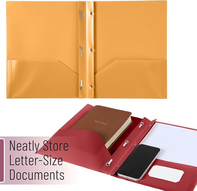 Mr. Pen- Plastic Folders with Pockets and Prongs, 5 Pack, Letter Size | Colorful - Image 7