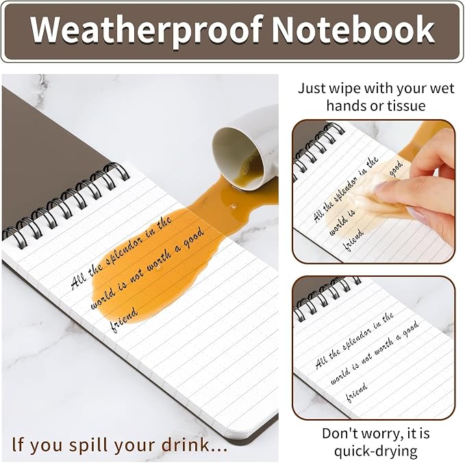 COIDEA Waterproof Notebook, 4 Pack Top-Spiral Pocket Notepad, All Weather - Image 3