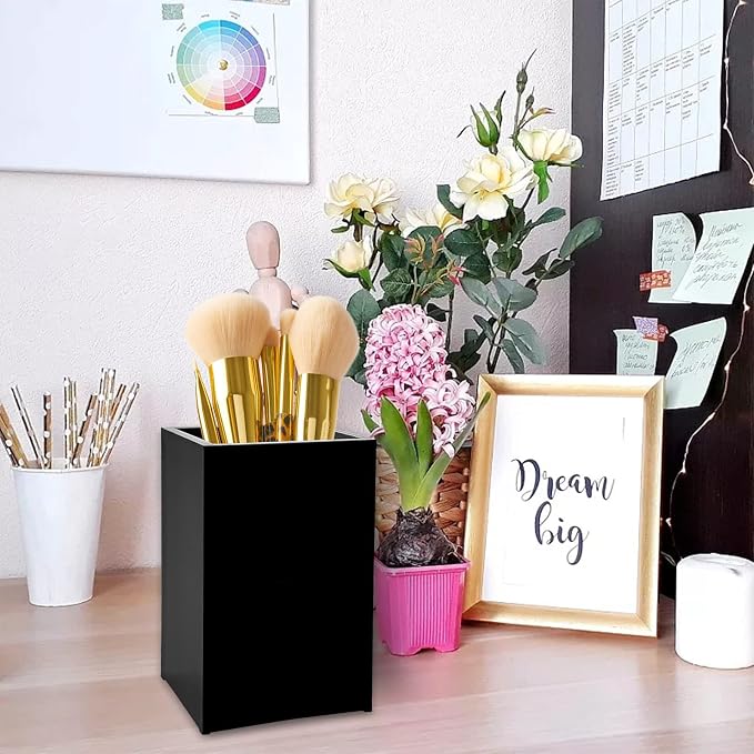 2 Pack Black Acrylic Pencil Pen Holder Cup, Desk Accessories Holder, Makeup - Image 4