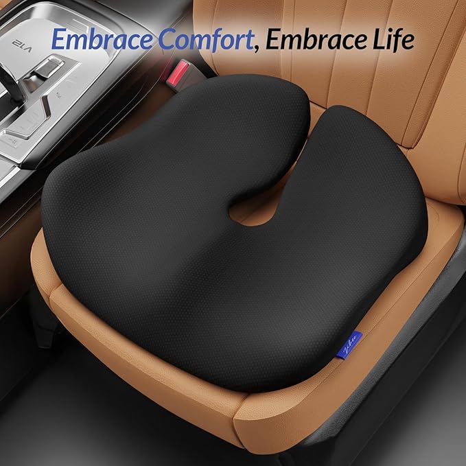 ZIKEE Pioneering Seat Cushion for Pressure Relief, Ergonomic Office Chair Cushion for Sciatica, Back, Hemorrhoids & Tailbone Pain Relief, High-Density Memory Foam Car Seat Cushion with Anti-Slip Base-DeskLoop Office