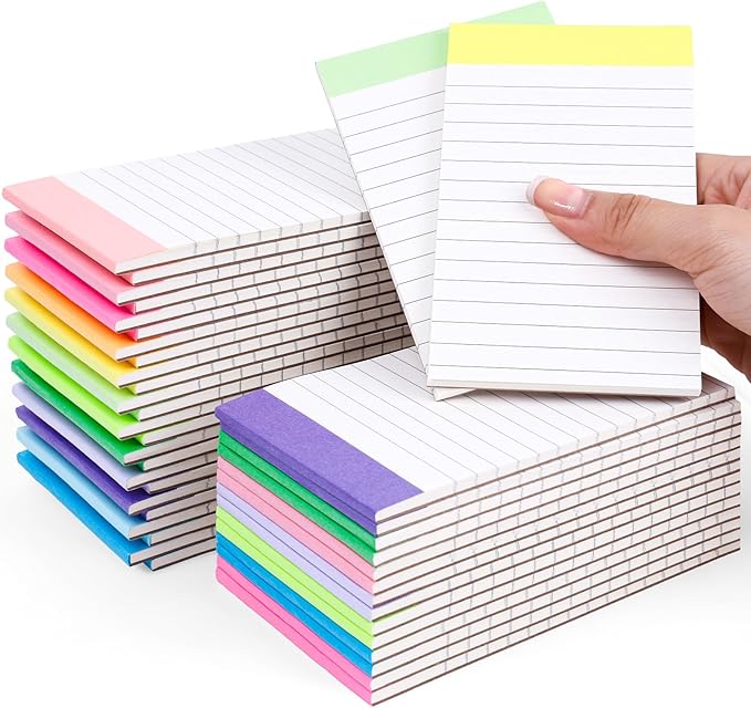 Oleitodh 48 Pack Note Pads 3x5, Rainbow Notepad Mini Memo Pad, 80GSM Lined by Oleitodh