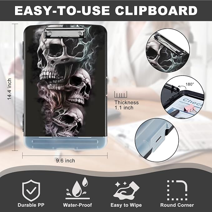 Clipboard with Storage, Heavy Duty Plastic Storage Clipboard with Low Profile - Image 3