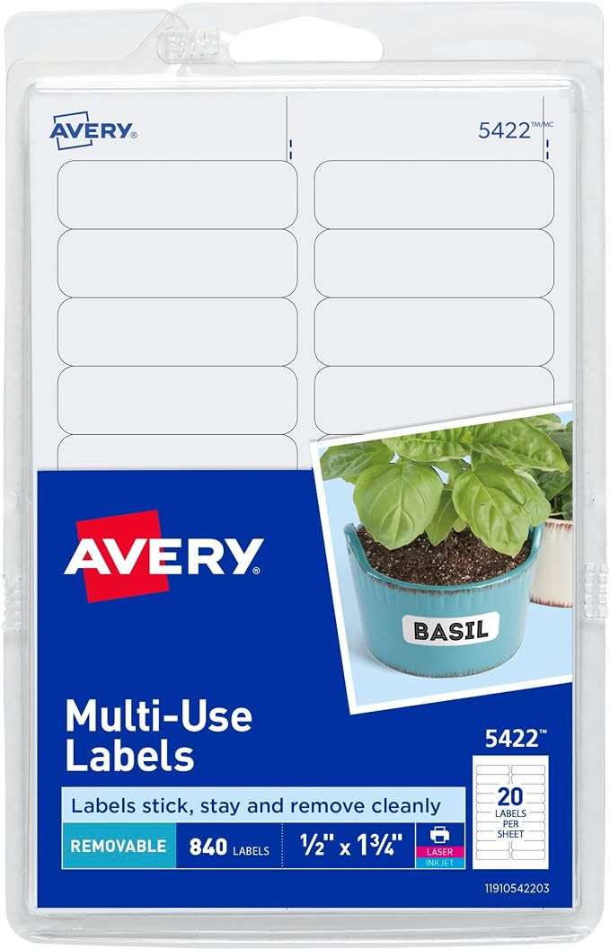 Avery Self-Adhesive Removable Labels, 0.5 x 1.75 Inches, 840 Per Pack by Avery