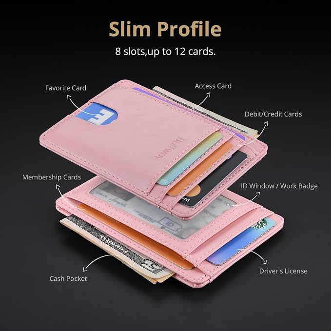 Buffway Slim Minimalist Front Pocket RFID Blocking Leather Wallets - Image 4