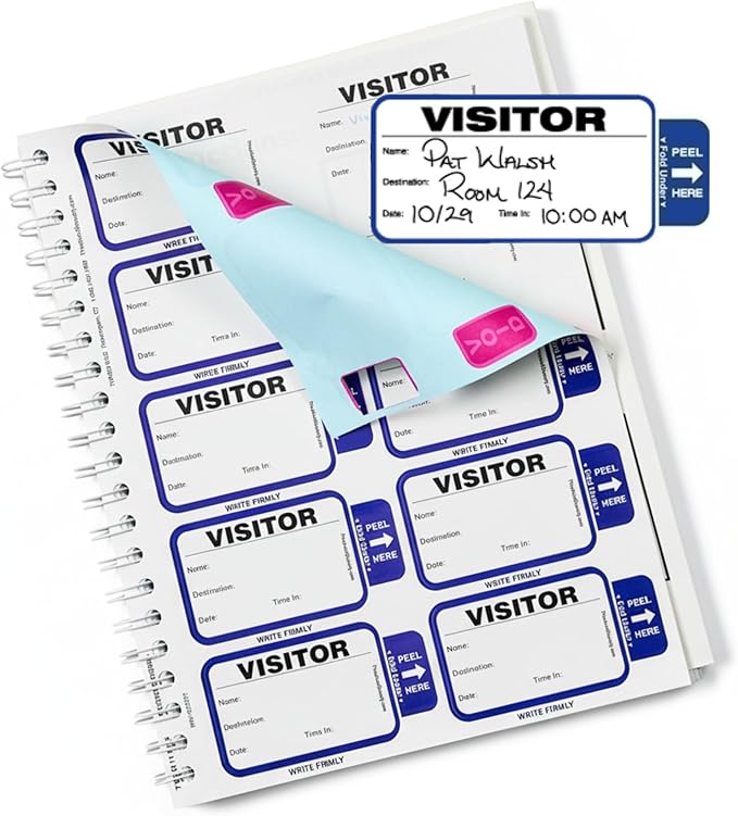 Threshold Tab Expiring Visitor Badge Sign-in Book | Name Tag Stickers | Hospital by ThresholdVisitorManagement
