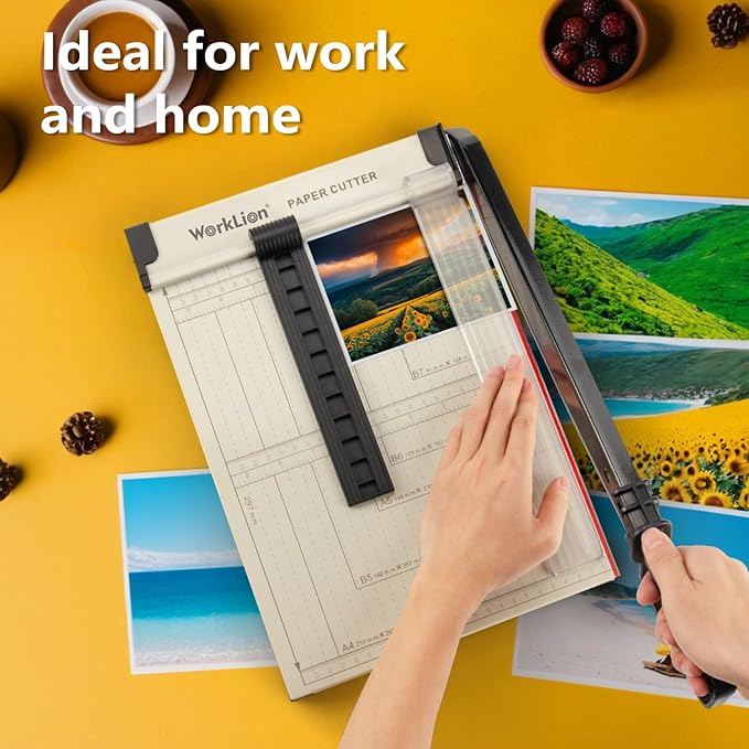 WORKLION Guillotine Paper Cutter A4 – Heavy Duty Paper Trimmer with Safety Guard,15 Sheets Capacity, Precision Guillotine Cutter for Cutting Paper, Card,Photos,Vinyl and More with Ease.-DeskLoop Office