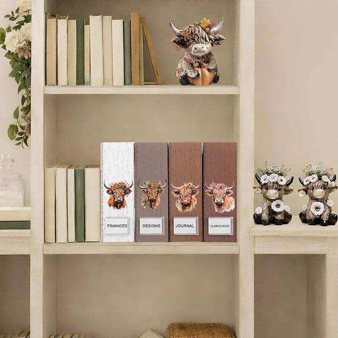 AmazingSpark Set of 4 Highland Cattle Magazine Holder Decorative Foldable - Image 6