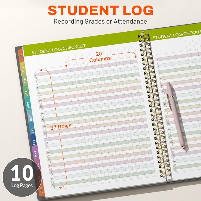 SUNEE Teacher Planner 2026-2027 Academic Year, 7 Periods Lesson Plan Book Jul - Image 4