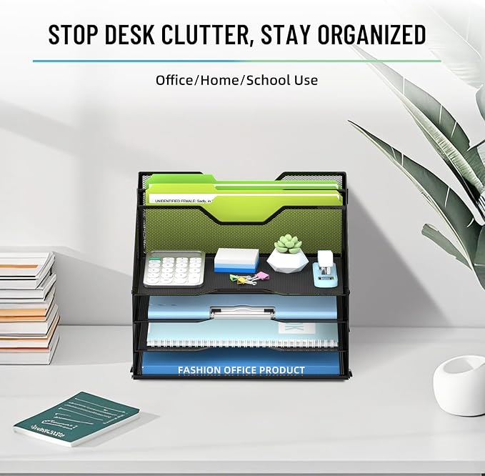 SUPEASY Desk File Organizer, Mesh Paper Tray Organizer - Image 3