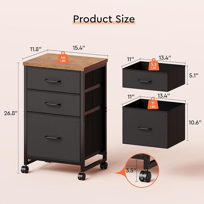 Maihail 3 Drawer Mobile File Cabinet - Image 3