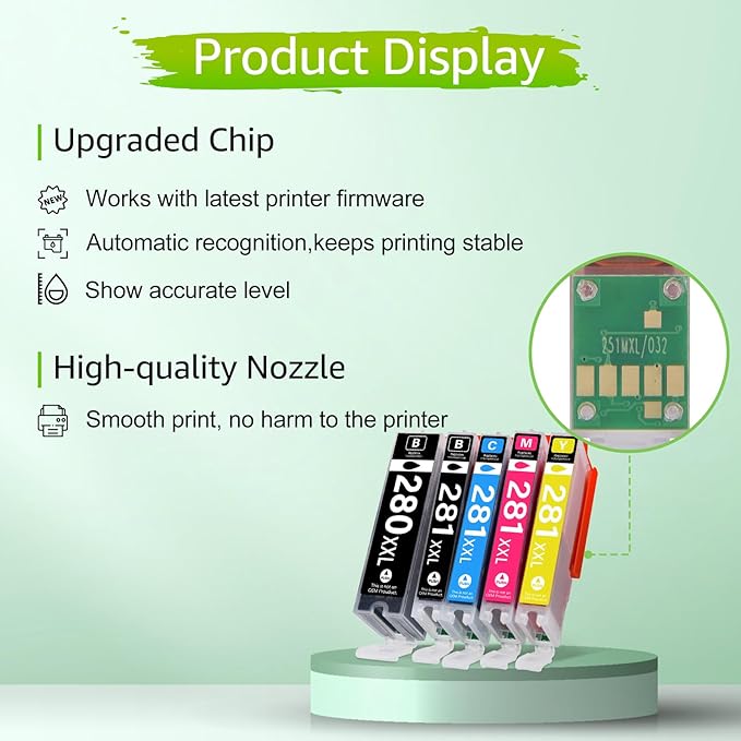 280XXL 281XXL Ink Cartridges Replacement for Canon PGI-280XXL CLI-281XXL Compatible for PIXMA TR7520 TR8520 TS6120 TS6220 TS8120 TS8220 TS9120 TS9520 TS6320 TS9521C Printer (5 Pack)-DeskLoop Office
