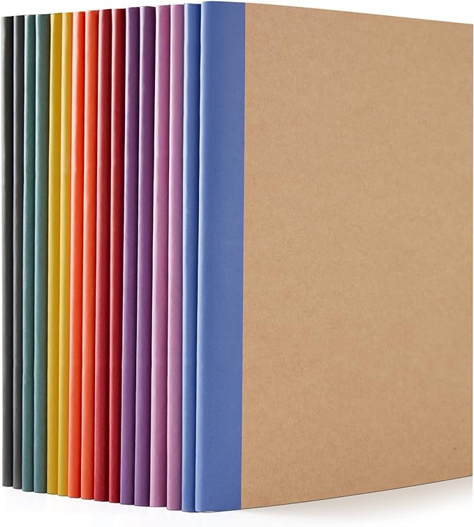 feela 16 Pack Composition Notebooks Bulk, Kraft Cover Lined Blank College Ruled by feela