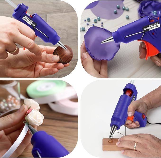 Mini Hot Glue Gun, Hot Melt Gun with 30 Glue Sticks for Arts Crafts, Mini Glue Gun Kit for Kids School Craft and Quick Home Repairs (Multicolored, 20W, 6 Pieces)-DeskLoop Office