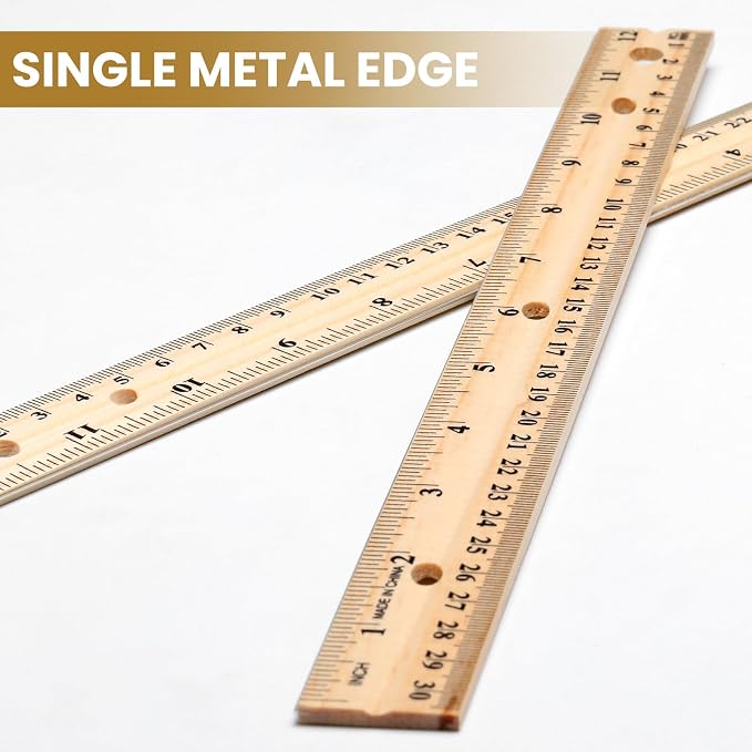 AmazingSpark 12 Pack 12 Pack Wooden Ruler Gifts 12 Inch Bulk Wood Measuring - Image 4