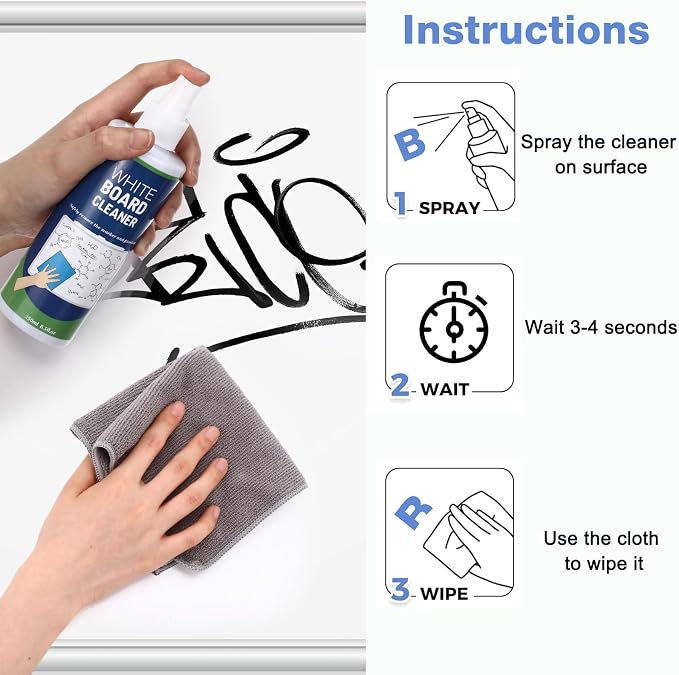 Dansib 10 Pack Non-Toxic Whiteboard Cleaner 8.5fl oz Dry Erase Board Cleaner - Image 6