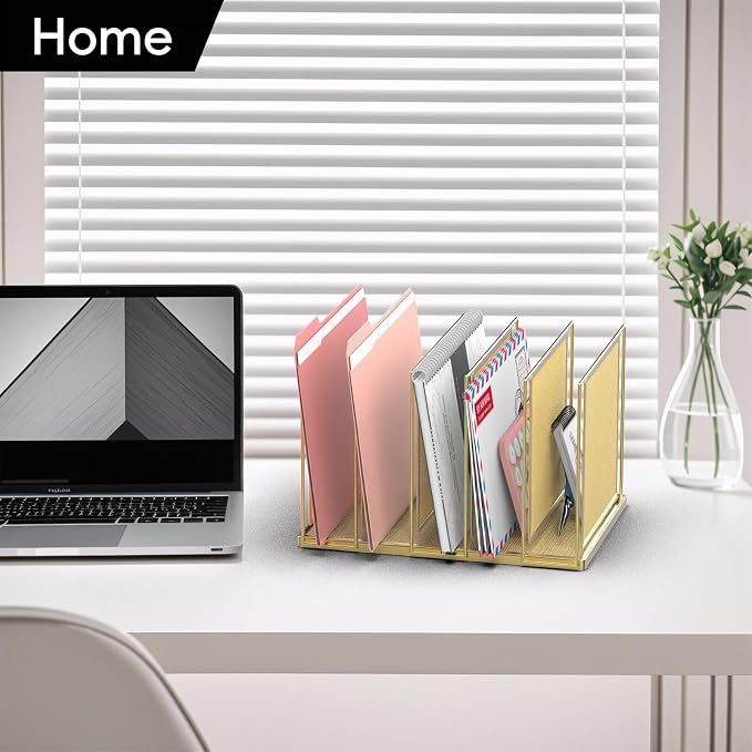 File Organizer for Desk, 5-Section Vertical File Sorter, Paper Holder Organizer - Image 8