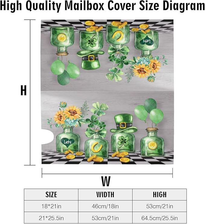 Irish St. Patrick's Day Shamrock Mailbox Cover, 21x18 in Sunflower Hat Balloon - Image 6