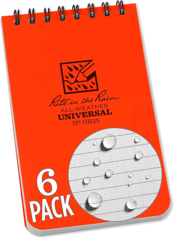 Rite in the Rain Weatherproof Top Spiral Notebook, Universal Pattern, 6 Pack by RiteintheRain