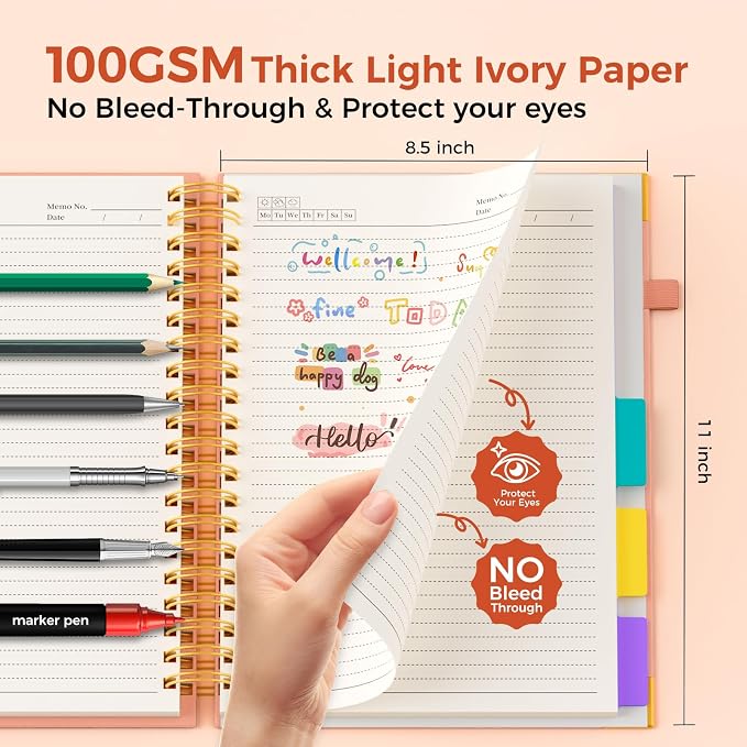 XYark A4 Hardcover Spiral Notebook, 8.5"x11" College Ruled Notebooks - Image 4
