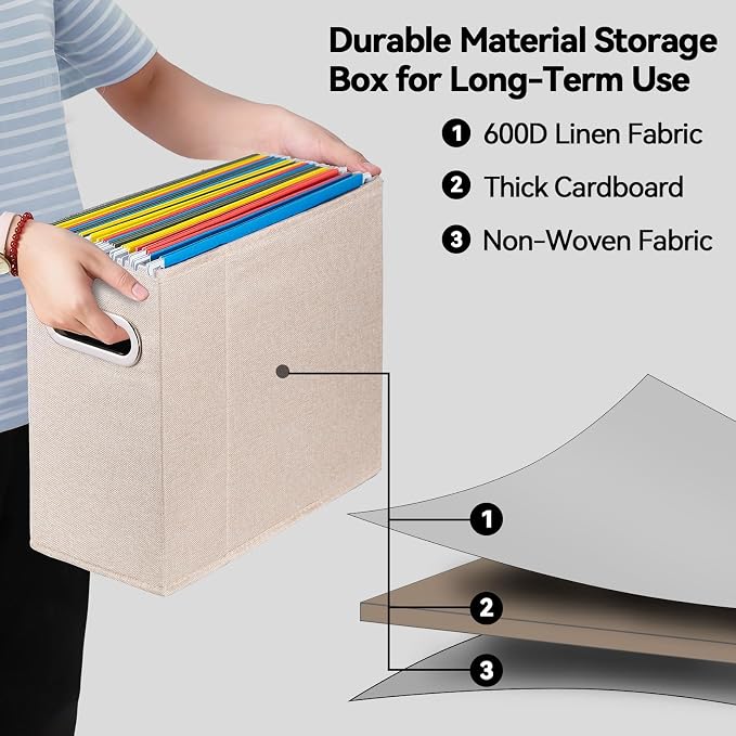 8 Packs Letter Size File Organizer, File Folders Organizer, Fabric Storage Box - Image 3