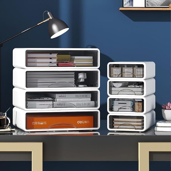 Desk Organizer with Drawers, Stackable Storage Drawers with Compartments - Image 2