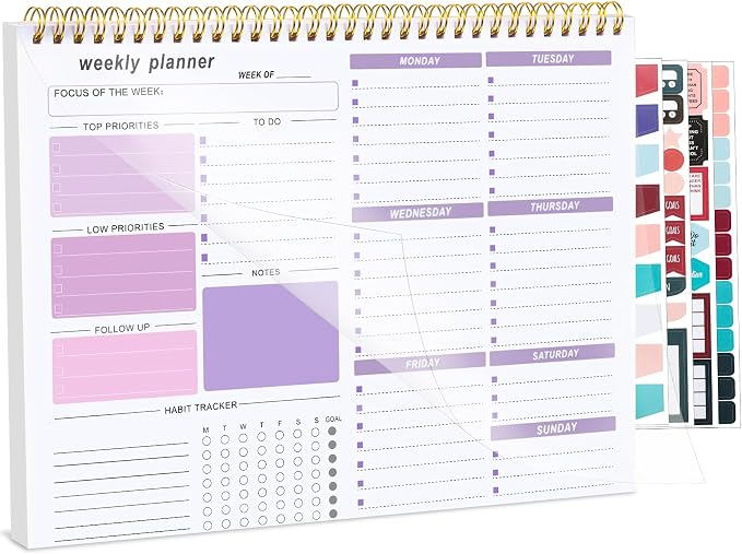 Weekly To Do List Notepad, 8.5''x11'' Weekly Desk Planner by Thboxes