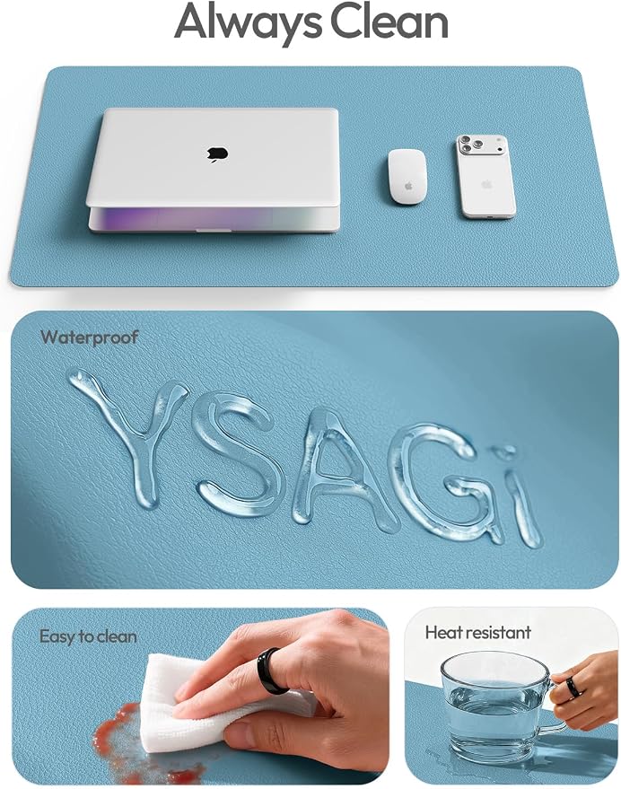 YSAGi Leather Desk Pad Protector, Office Desk Mat, Large Mouse Pad, Non-Slip PU - Image 8