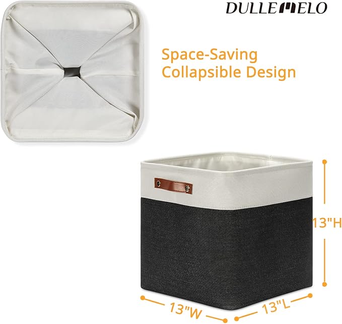 DULLEMELO Storage Baskets, 13 Inch Cube Storage Bins for Shelves Closet Nursery Toy Storage, Foldable Linen Closet Organizers Storage Baskets for Toy Closet Storage?4 Pack - 13" White&Black)-DeskLoop Office