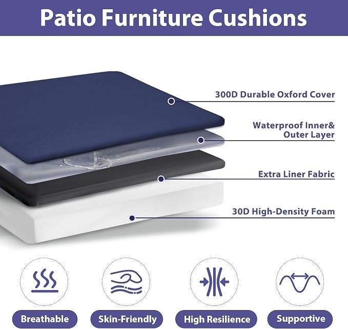 IPYNBAP Outdoor Chair Cushions Set of 4 -Waterproof Outdoor Seat Cushions - Image 2