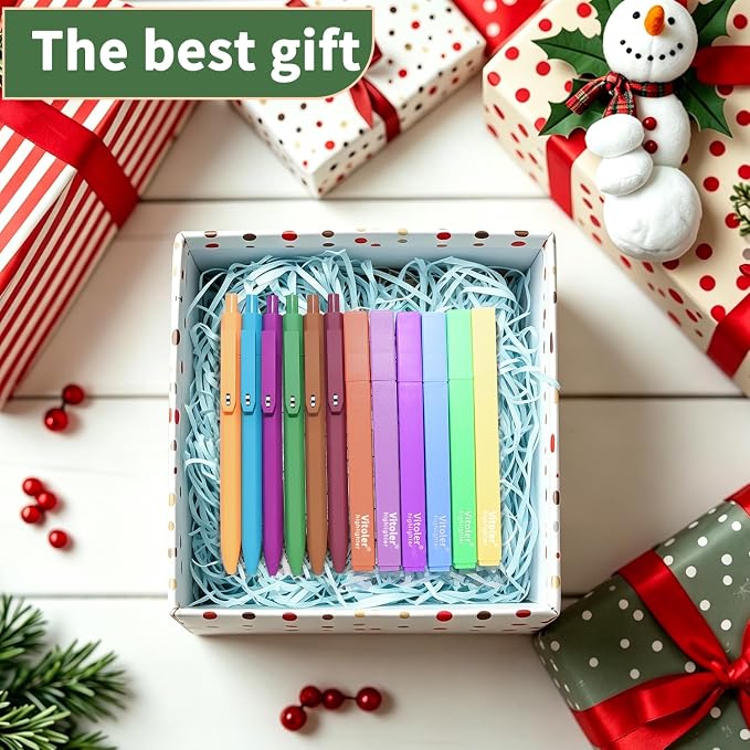 Vitoler Aesthetic Highlighters and 0.5mm Black Gel Pens，12 Pack | Assorted - Image 6