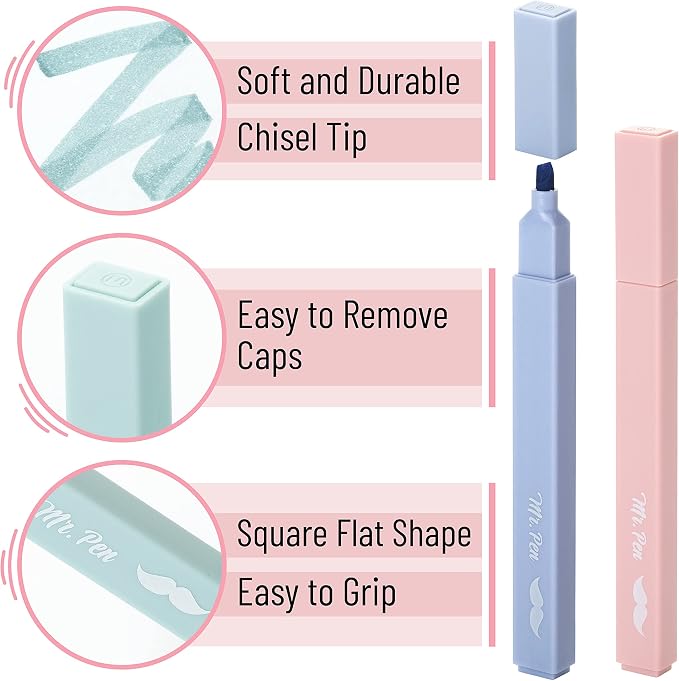Mr. Pen- Aesthetic Highlighters No Bleed, 8 Pack, Morandi Colors | Chisel Tip - Image 3