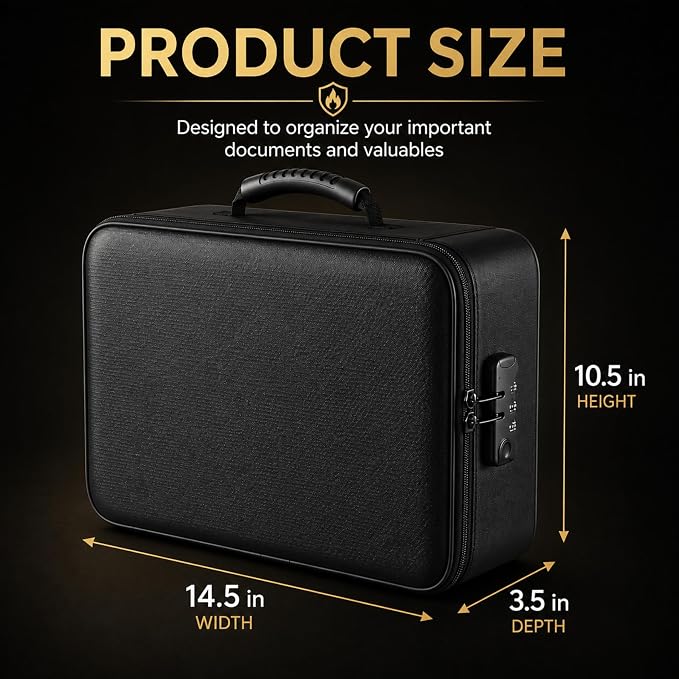 Fireproof Document Box with Lock, 5200°F Fireproof & Water-Resistant File - Image 2