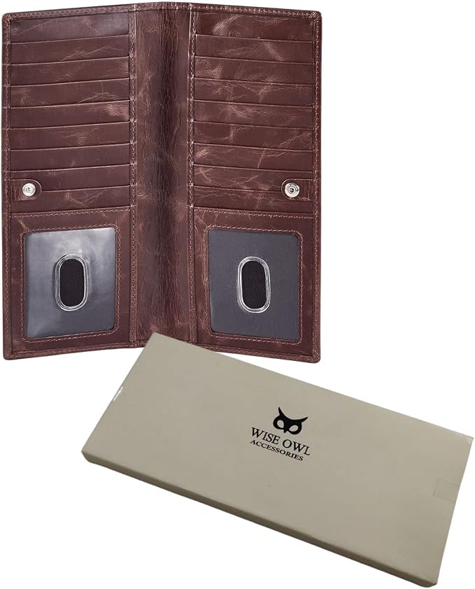 Long Wallet for Men Women Real Leather Bifold RFID Stylish Slim Handmade 2 ID - Image 6