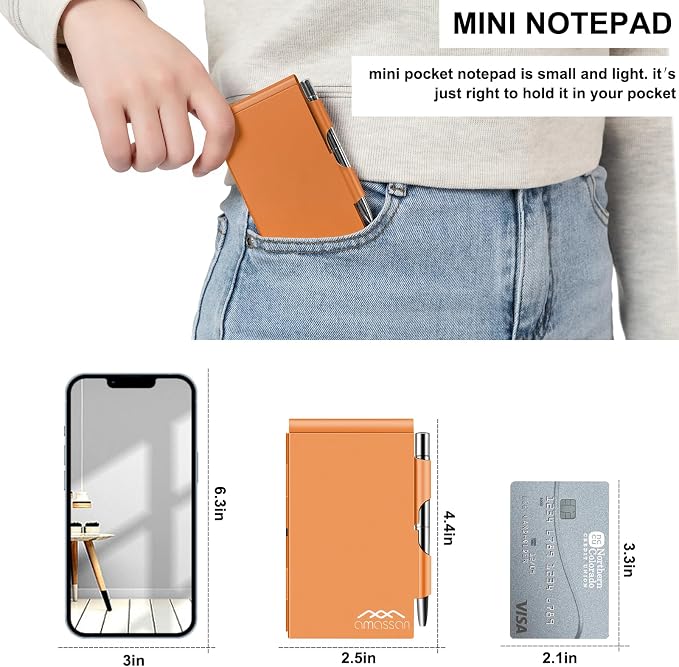 amassan Metal Small Notebook, Mini Notepad, Small Pocket Notepad Aluminum Note - Image 5