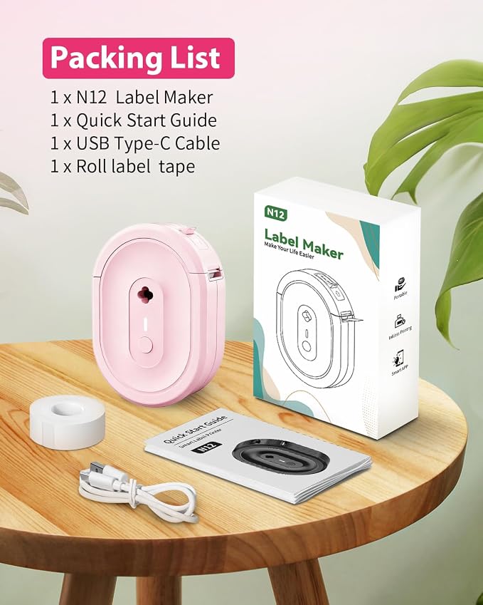 Label Maker Machine with Tape, N12 Portable Bluetooth Label Printer, Wireless - Image 7