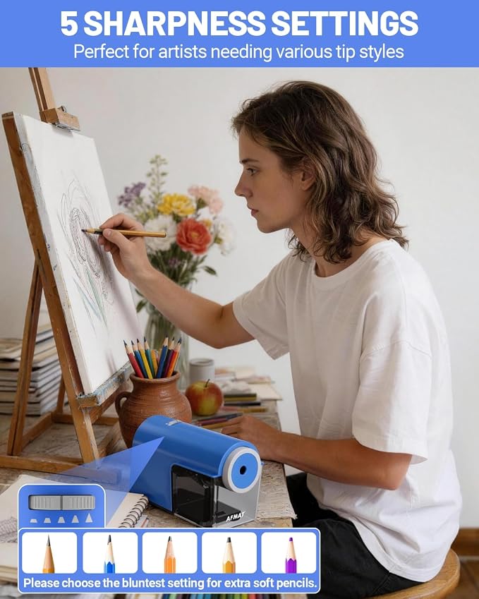 AFMAT Electric Pencil Sharpener, Fully Automatic Pencil Sharpener - Image 4