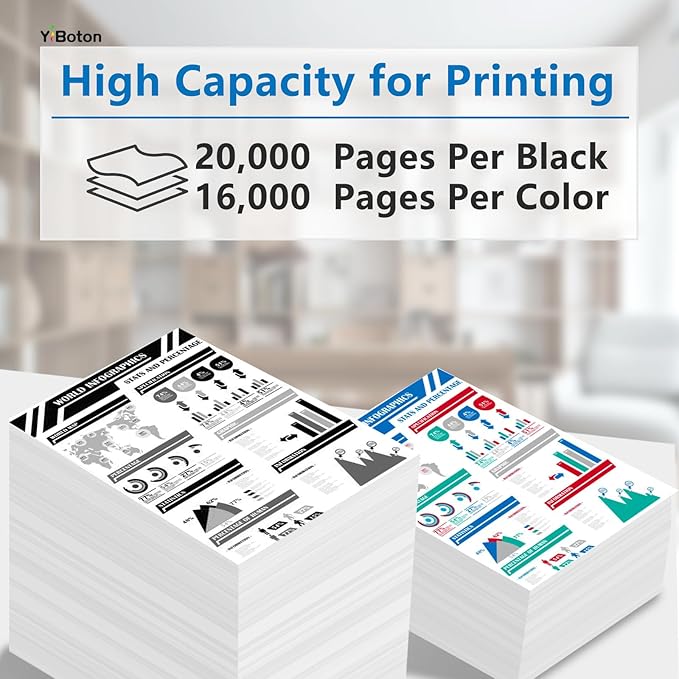 High Yield 982X Ink Cartridge with Chip T0B26A T0B27A T0B28A T0B29A Compatible for HP MFP 785f 785zs 780dn 780dns 765dn Printer Ink(4-Pack Black Cyan Magenta Yellow)-DeskLoop Office
