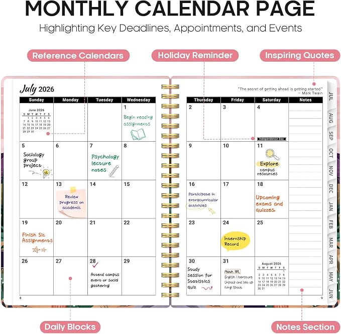 Planner 2026-2027, Academic Year Weekly and Monthly Calender Planner, from Jul - Image 2