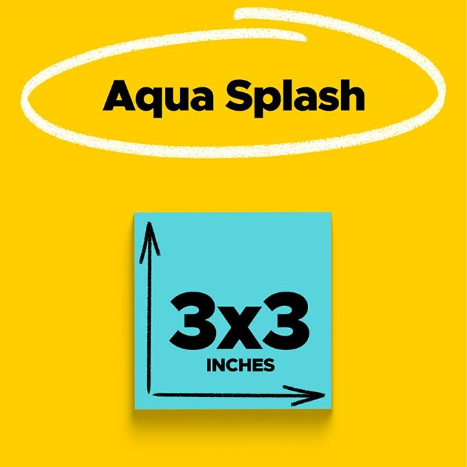 Post-it Super Sticky Notes, 3 x 3 in, 5 Pads, 90 Sheets/Pad | School Supplies - Image 2