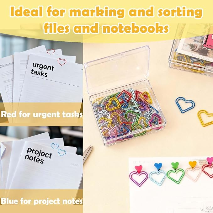 100 Pcs Cute Paper Clips Colorful Rustproof Mental Small Paperclips - Image 4