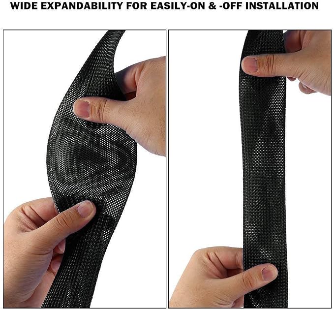 1/8 Inch Clean Cut Braided Cable Sleeve-Black-25 Feet - Image 2