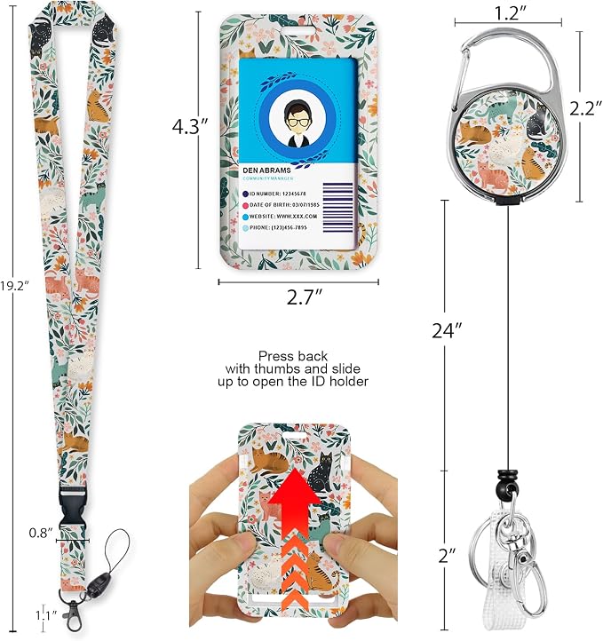 Immaturus Floral Cat Lanyards for ID Badges, Cute Badge Holder - Image 4