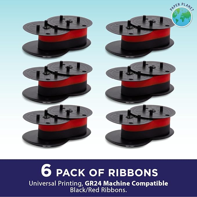 Red and Black Printing Calculator Ribbons Compatible with GR24 by Paper Planet | Replacement Adding Machine Ink Ribbon Compatible with Sharp EL 1197PIII Adding Machine | 6 Pack-DeskLoop Office