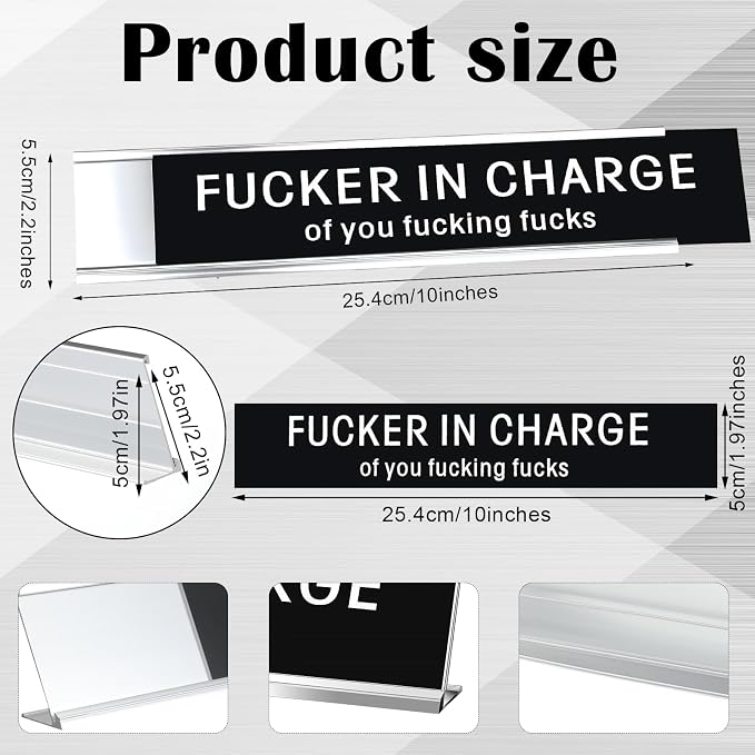 Menkxi Funny Desk Signs for Office, Novelty Nameplate Office Decor Black Desk - Image 2