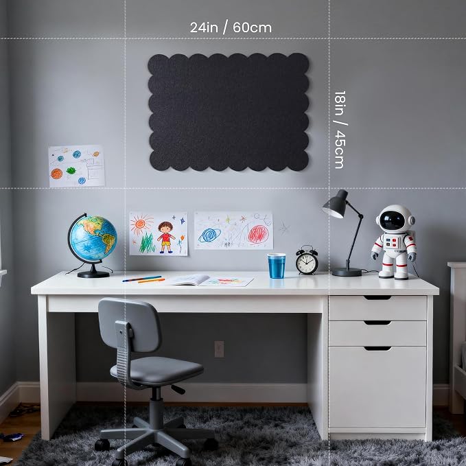 Lightomorrow Scalloped Bulletin Board, 24 x 18 Inches Felt Pin Board - Image 4